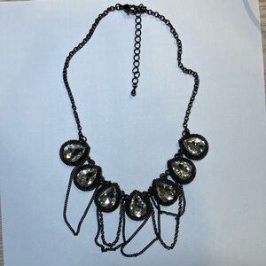 Costume jewelry, statement, piece, teardrop jams, with a black chain an extender